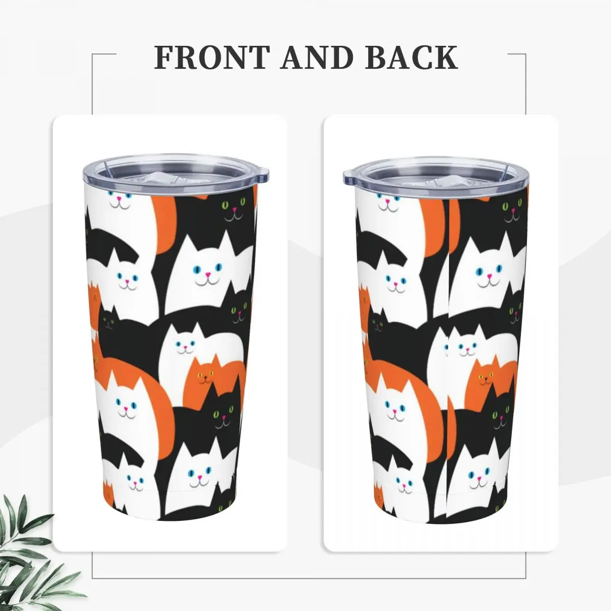 Halloween Cat Stainless Steel Tumbler Fun Cats Trick or Treat Beach Car Mugs Thermal Cups Heat Hot Drinks Milk Tea Water Bottle