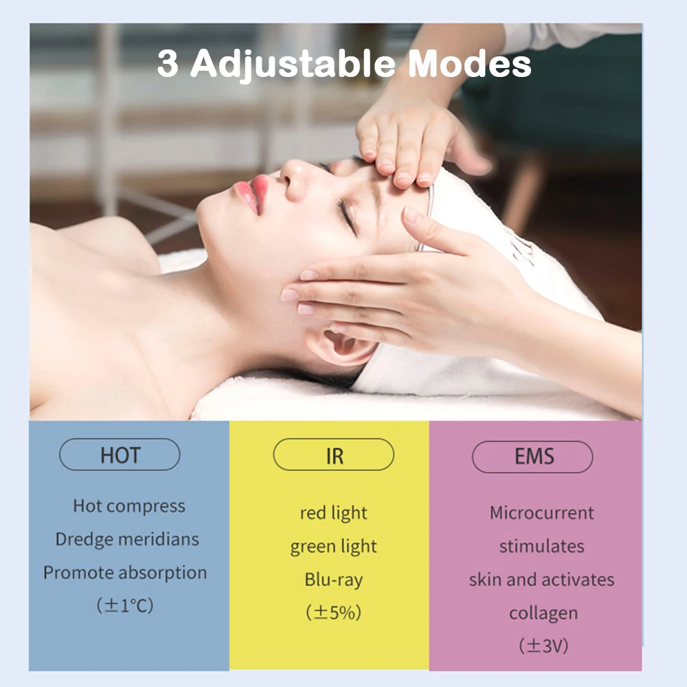 Facciale collo massaggiatore collo viso bellezza dispositivo 3 colori LED Photon Therapy EMS Lifting ridurre doppio mento Anti rughe rimuovere