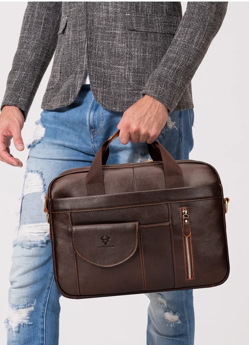 NUEVA maletín para hombre, bolso para ordenador portátil hecho a mano de cuero de capa superior con múltiples compartimentos, bandolera de hombro de negocios, bolso 가