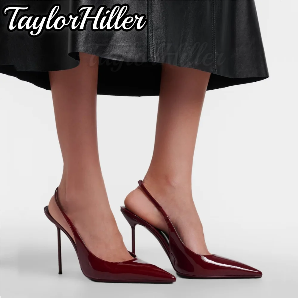 Luxury Strappy Rhinestones Decor Heeled Sandals Strange Style Grey Satin Patent Leather High Heels Lady Dress Banquet Shoes 2026 view 3