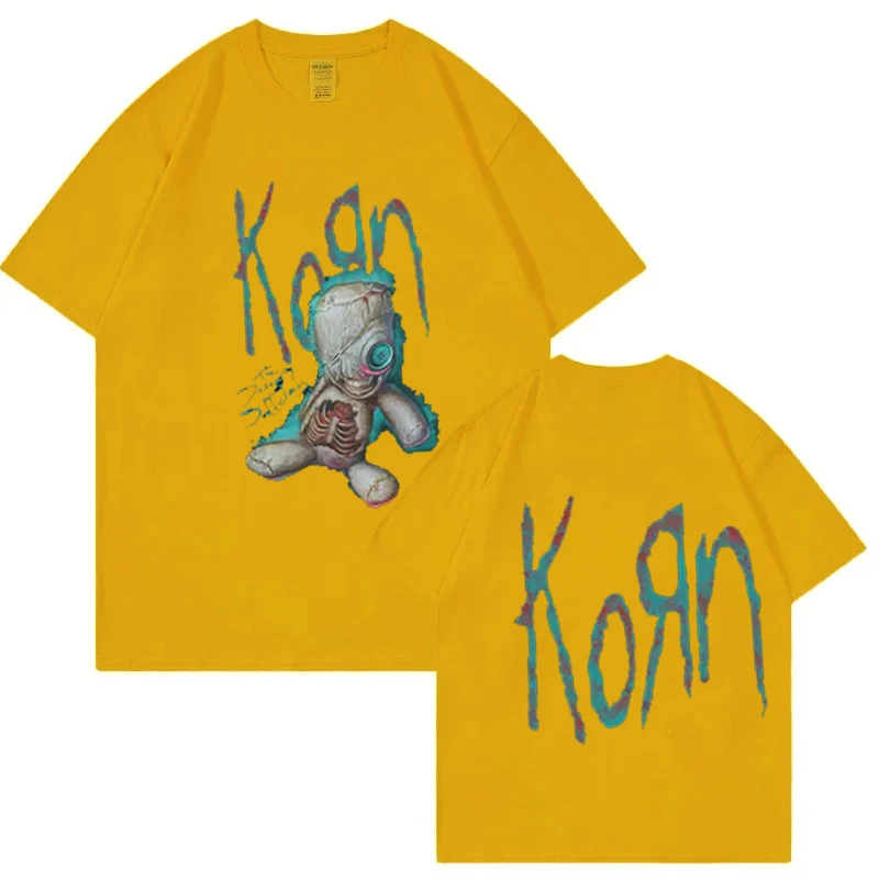 Fashion Vintage Korn Music Concert Rock Band Band T-shirts Men Women Casual Oversized Tshirt Male Crewneck T Shirts Streetwear