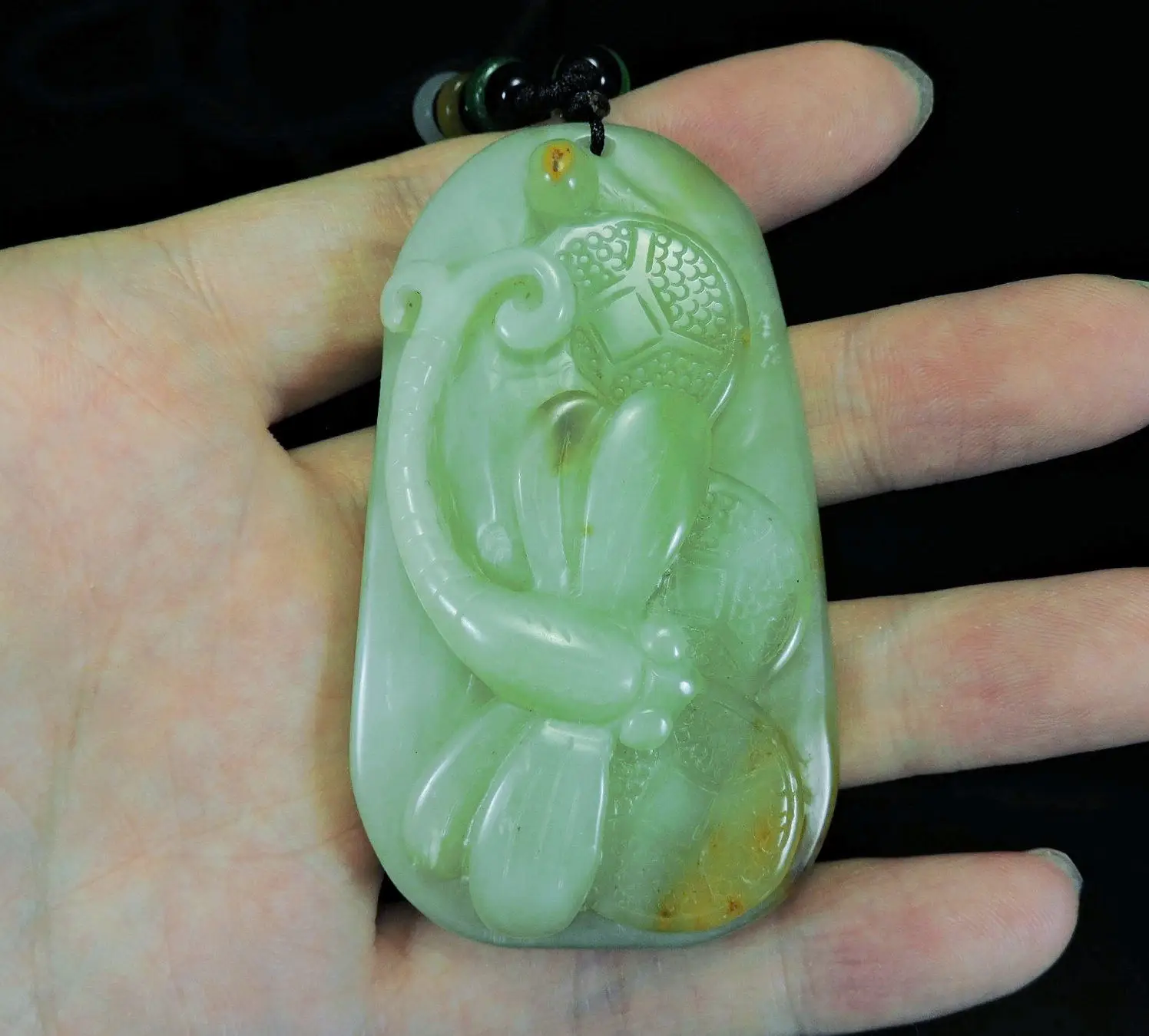 Jade Jewelry Natural Jade Pendant Necklace Hand-Carved dragonfly&coin Jadeite Necklace Pendant Gift No Treatment 771i