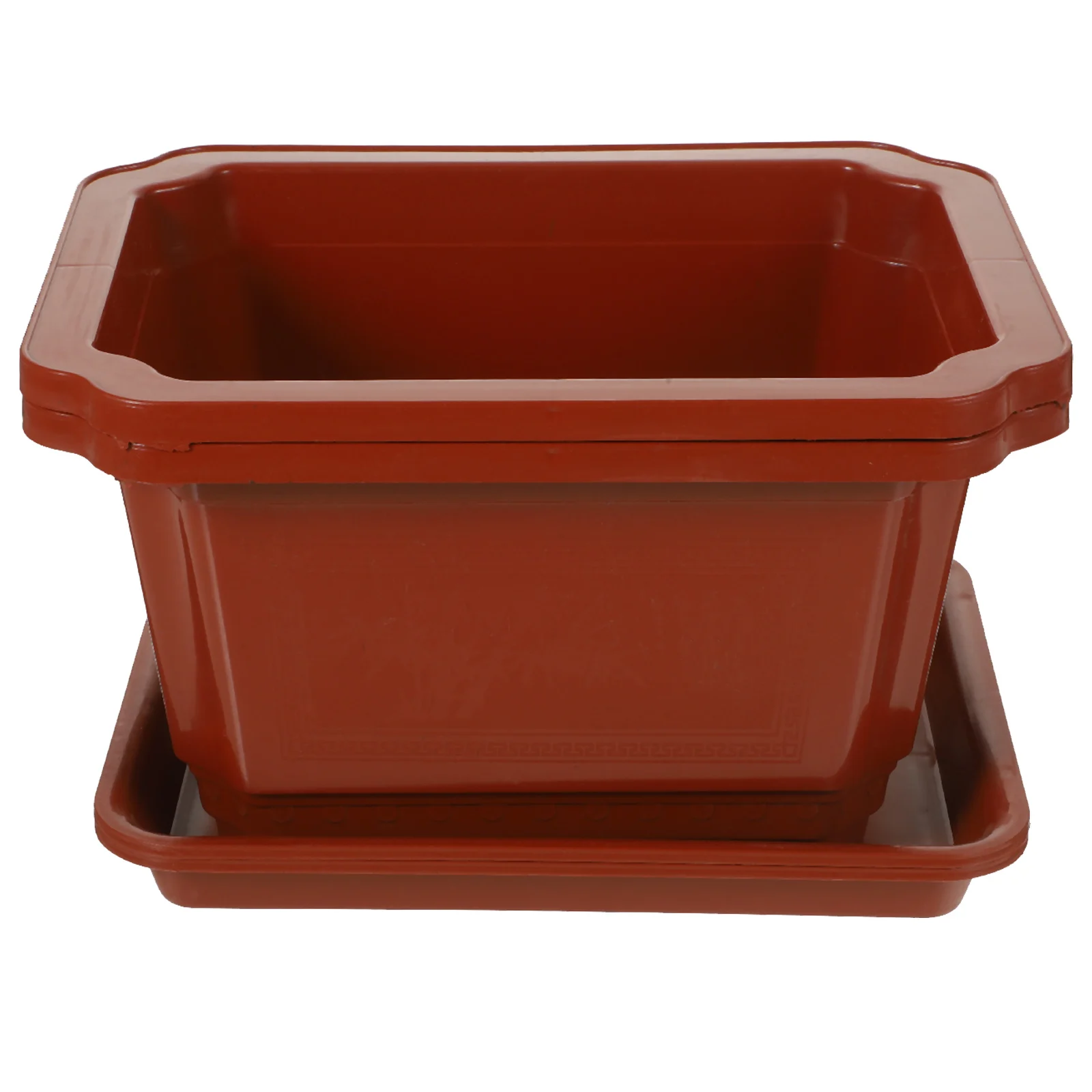

2Sets Square Flower Pots Plastic Rectangle Planter Tray Indoor Gardening Office Bonsai Pot Large Plant Container Household