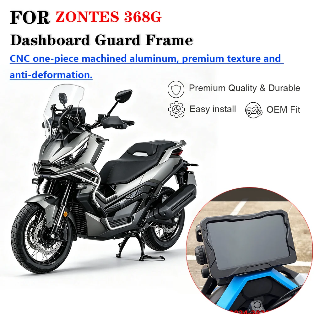 Motorcycle Modified CNC Aluminum Instrument Frame Dashboard Bezel LCD Screen Protective Decor Cover For ZONTES 368G Scooter Modi