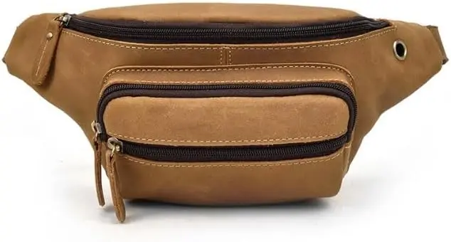 

Retro Men's Waist Bag Crossbody Multi Functional Genuine Leather Shoulder Outdoor Casual Mobile Phone