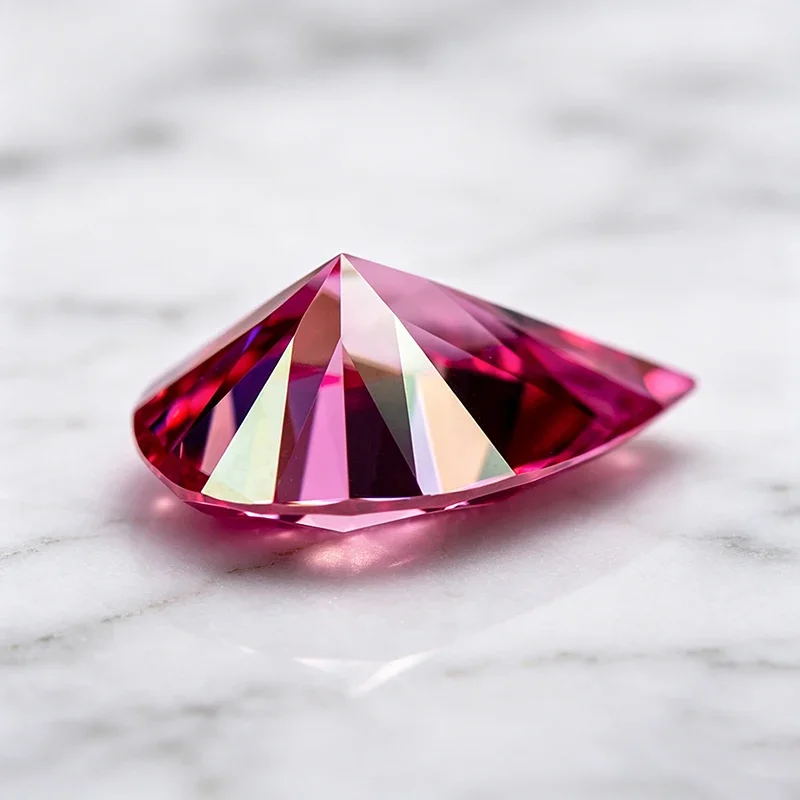 Moissanit-Stein Birnenform Rosa Farbe Laborgezüchteter Edelstein für DIY-Schmuck Ring Halskette Ohrringe Hauptmaterialien mit Zertifikat – Detail 2