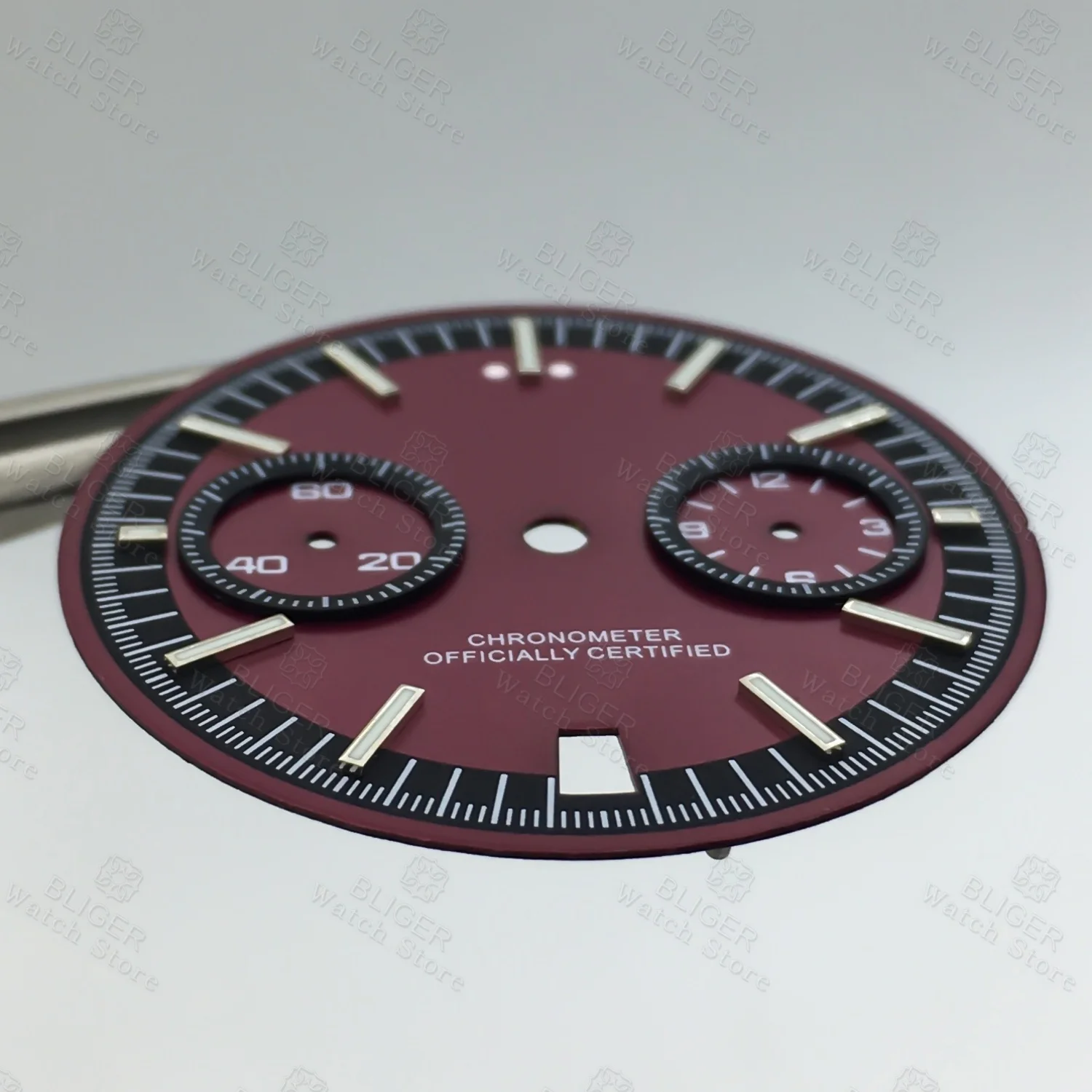 31.5mm VK64 Watch Dial Black Grey Blue Red kaku Color Dial 6 O 'clock Date Green Luminous Fits VK64 Quartz Movement