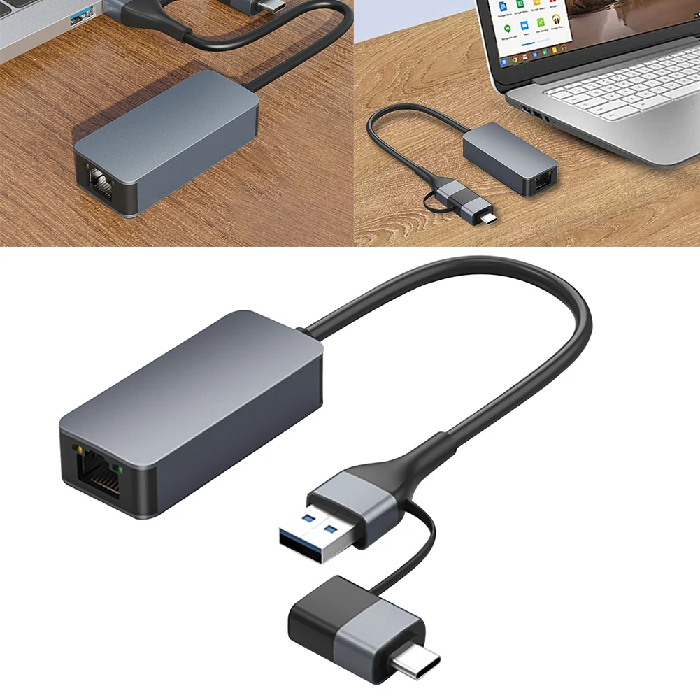

Type A/Type C To 2.5G RJ45 Ethernet Adapter USB C To 2.5G Ethernet Adapter 2500Mbps RJ45 LAN Network Converter for PC Laptop