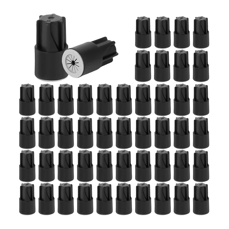 50Pcs Waterproof Wire Nuts Outdoor Electrical Wire Connectors Black PVC For Sprinkler LED Landscape Light Irrigation Valves