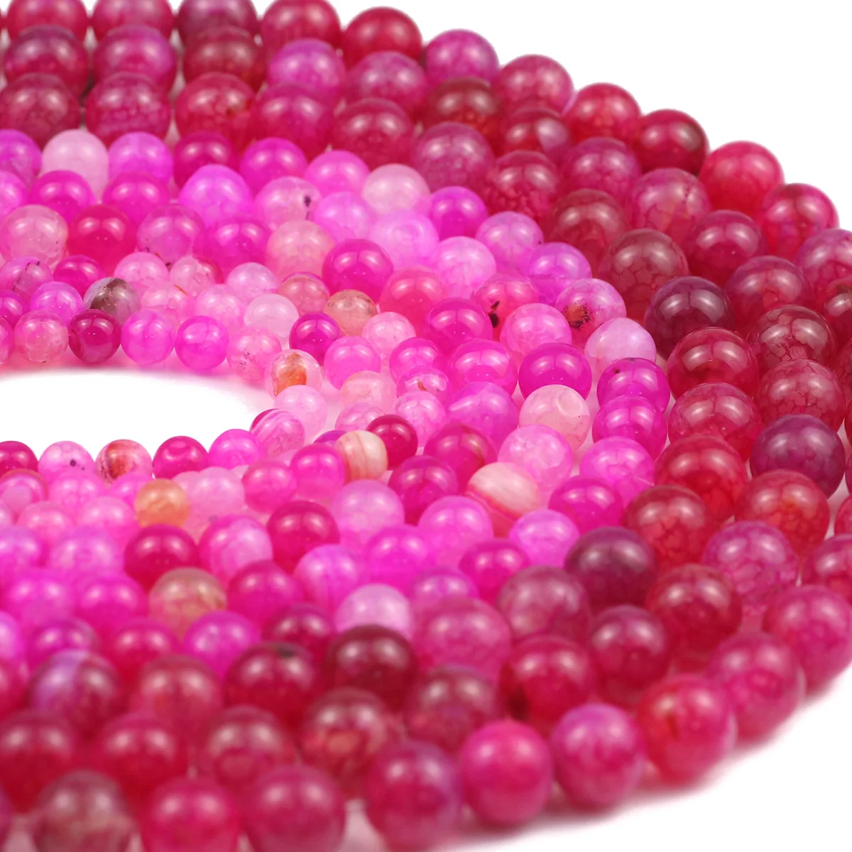 HGKLBB ارتفع اللون الأحمر الجولة الحجر الطبيعي متباعدة فضفاض الخرز لصنع المجوهرات قلادة سوار DIY بها بنفسك اكسسوارات 6/8/10 مللي متر
