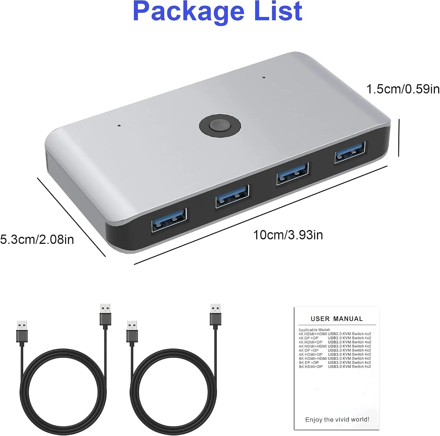 USB 3.0 Switcher Selector 2 Computers Sharing 4 Devices KVM Switch Hub Adapter for Keyboard Mouse Printer for Mac/Windows/Linux view 6