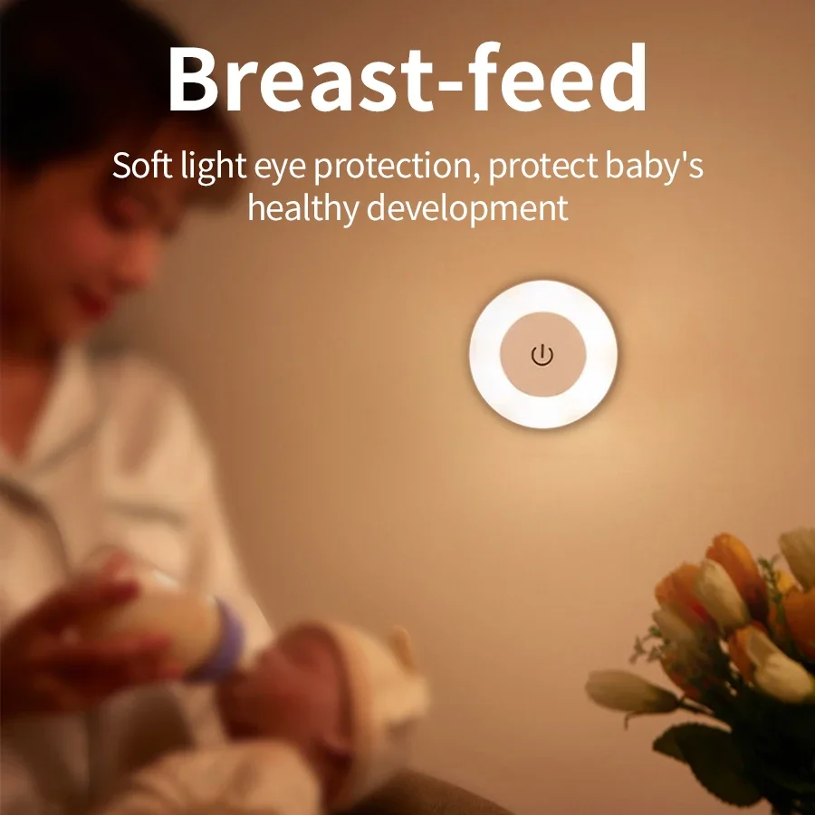 Led Wall Light Portable USB Rechargeable Night Light for Living Room Bedroom Lighting Lamps Bedside Lamp Touch Light Home Decor