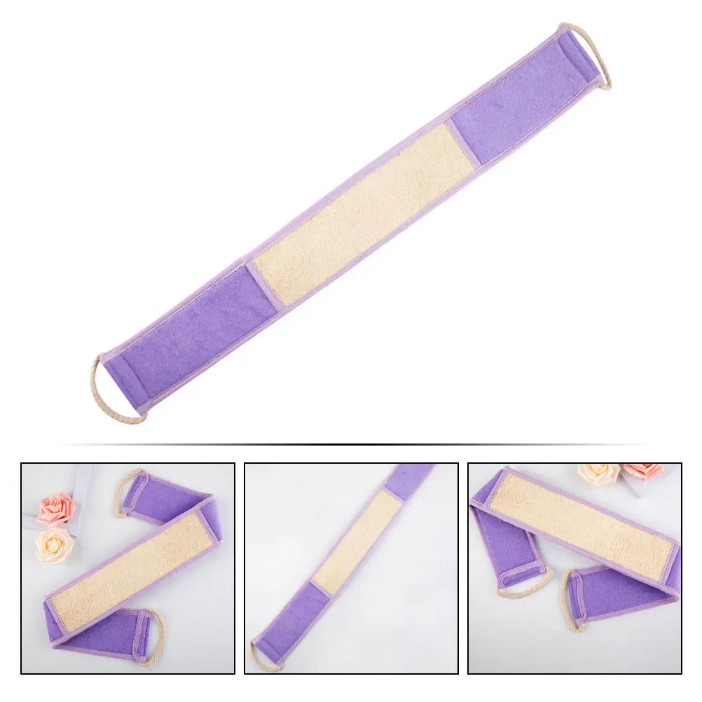 

2Pcs Loofah Exfoliating Scrubber Back Washcloth with Pull Strap Gentle Deep Cleansing Body Towel for Shower Relaxation Violet