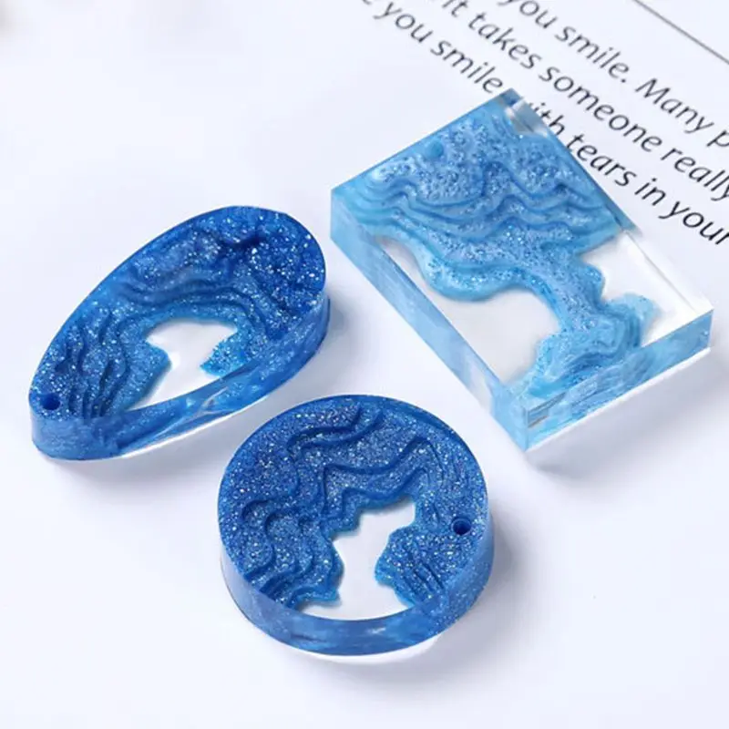 Crystal Island Mountain Epoxy Resin Mold Handmade Pendant Crafts Silicone Molds for DIY Crafts Jewelry Making