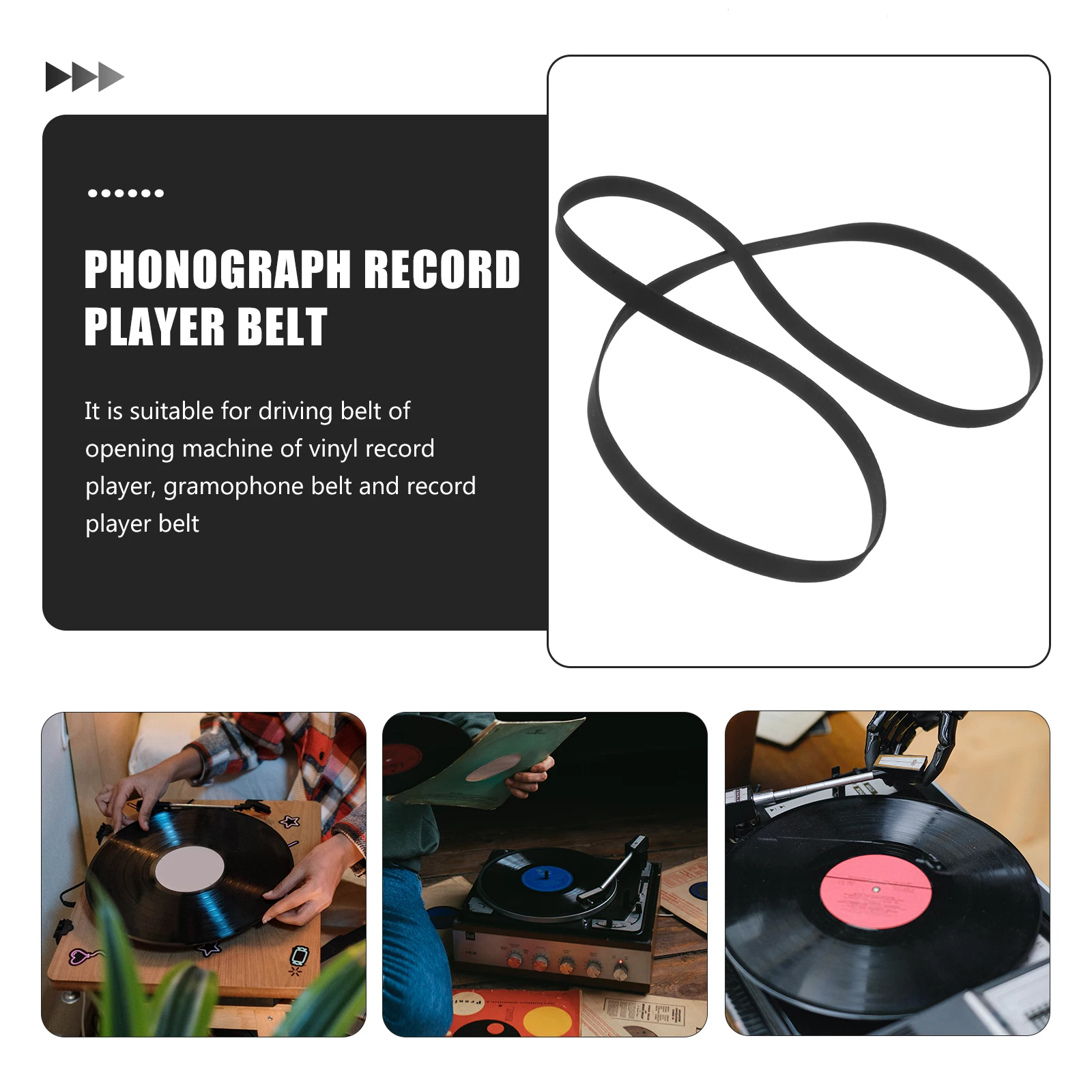 

Vinyl Record Player Belt Turntable Antriebsriemen Schwarz Ersatz Schwarzer Gummiantriebsriemen Kassetten