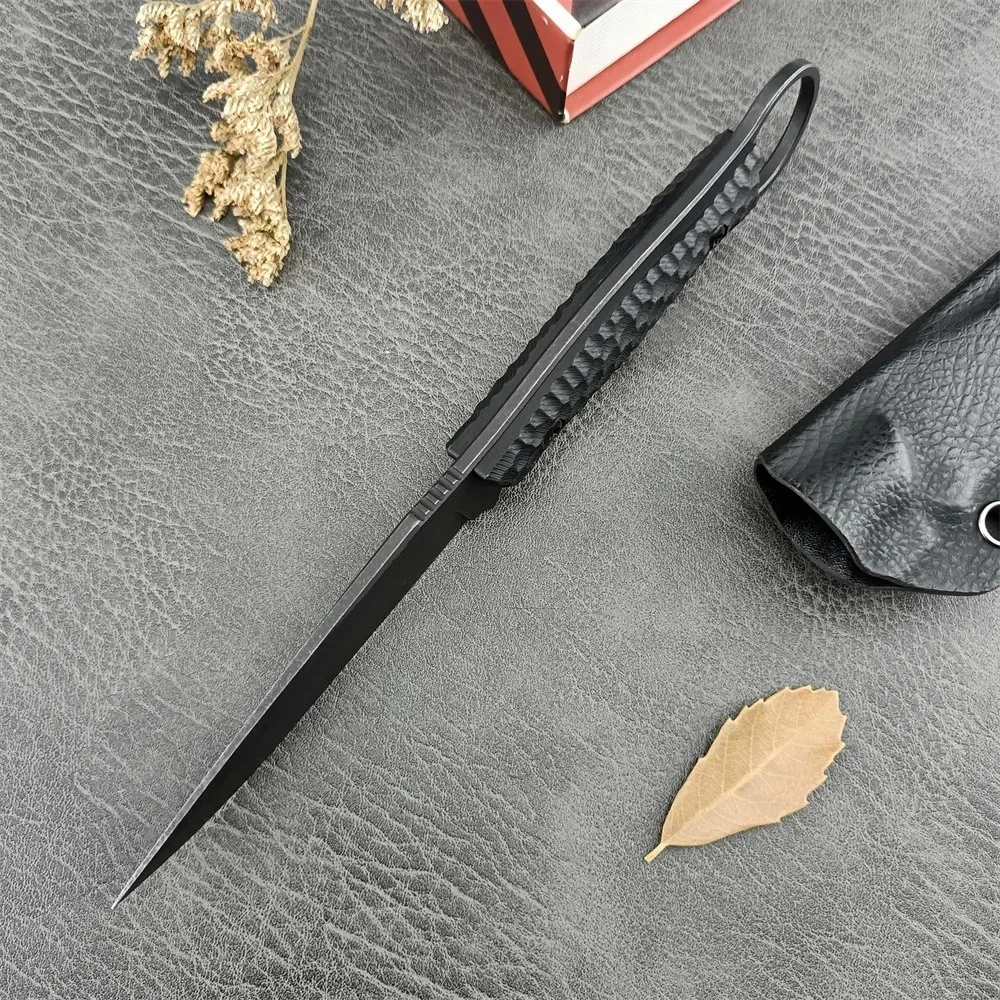 Mens EDC Fixed Blade Knife Ring‑shaped Handle Outdoor Straight Knife with Kydex Sheath for Daily Carry - view 5