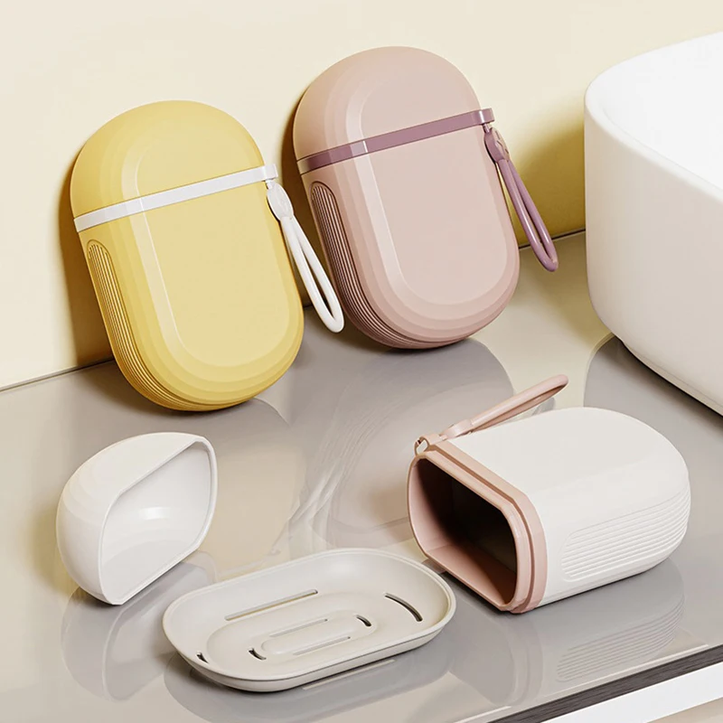Travel Portable Sealing Soap Box With Lid Oval Plastic Soap Dish Holder Waterproof Dish Container Organizer
