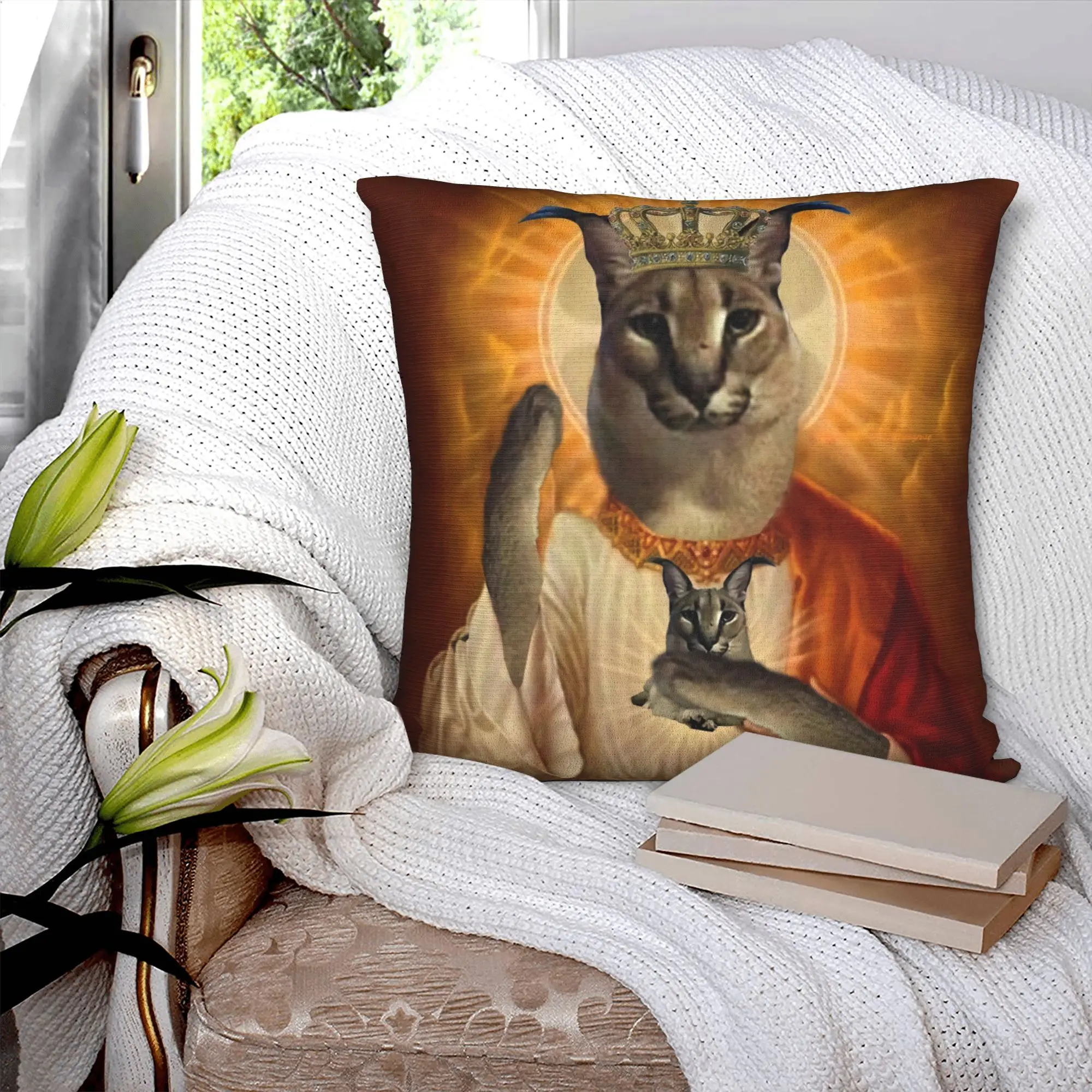 Jesus Saint Meme Big Floppa Nordic Throw Pillow Cover Home Decorative  Cushions for Sofa