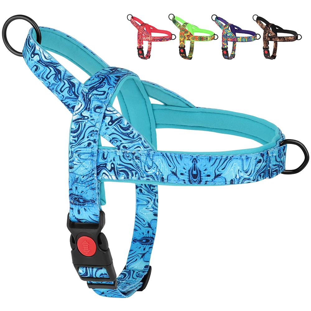 No Pull Nylon Dog Harness Fashion Printed Safety Dog Harnesses Vest With Handle For Medium Large Dogs Pitbull Labrador Bulldog