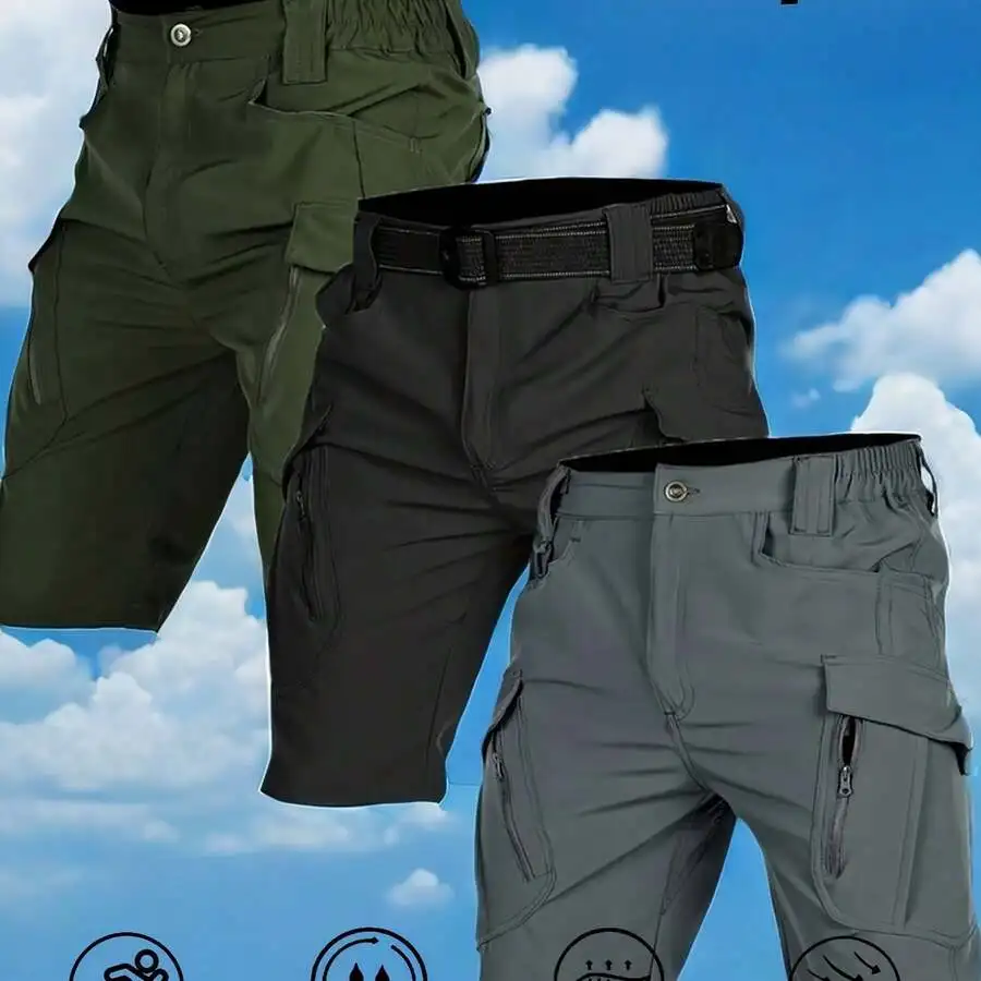 

3 Pcs Outdoor Lightweight Quick-Drying Breathable Tactical Shorts With Multiple Pockets For Hiking Climbing Fishing Summer