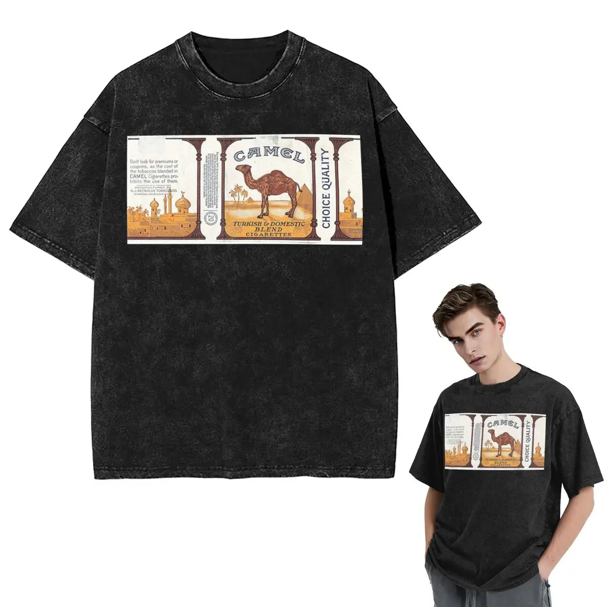 

Уличная одежда, футболки, винтажная футболка с верблюжьим сигаретом, потертая футболка с коротким рукавом, футболка в стиле хип-хоп, топы, футболки для мужчин и женщин