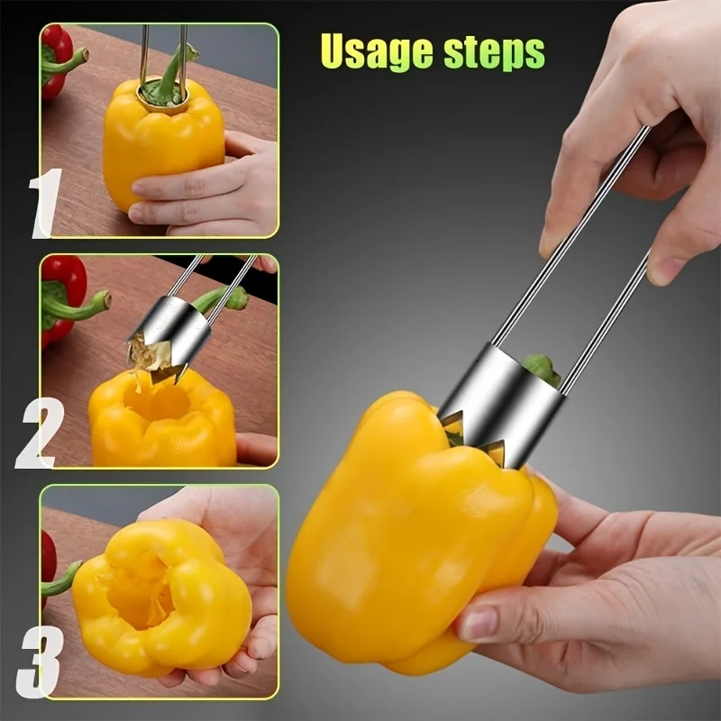 304 Stainless Steel Corers Portable Core Remover Fruit Vegetable Core Extractor Kitchen Tools Gadget for Pitting Chili Peppers