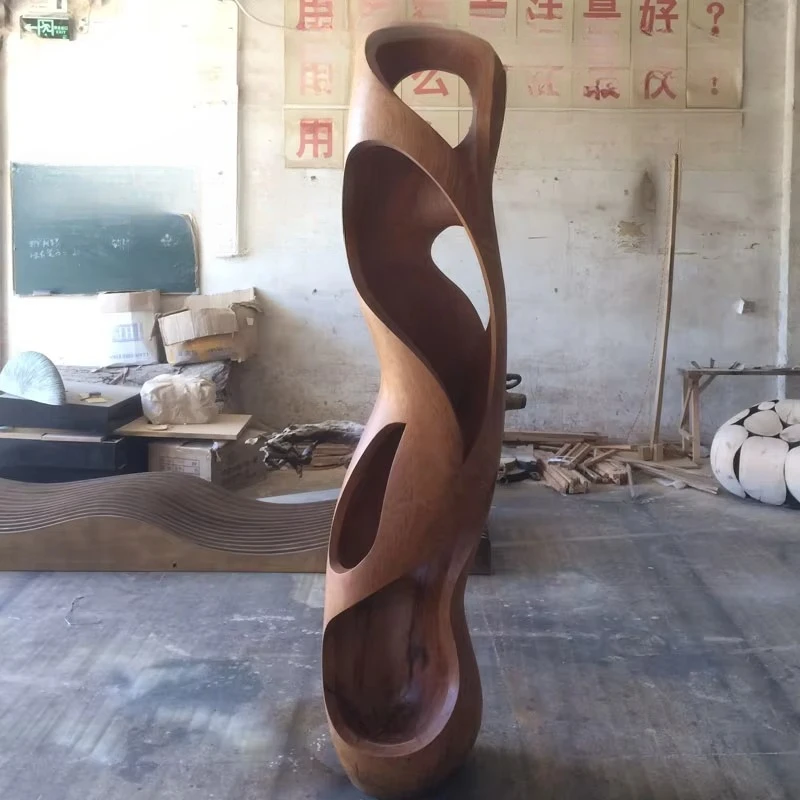 

Modern abstract wood carving garden large, outdoor art deco sculpture