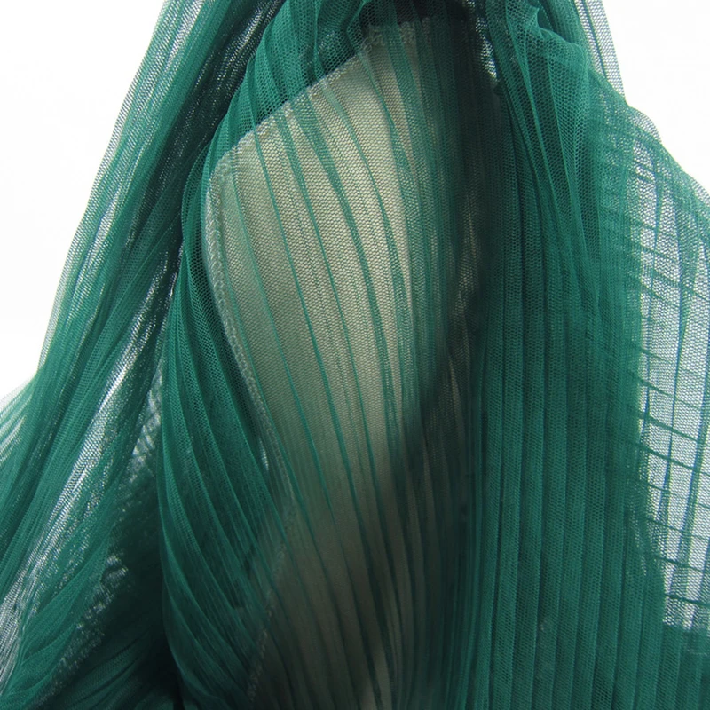 

10Meters DIY Sewing Clothing Fabric Green Mesh Pleated Organ Wrinkled Transparent Mesh Puff Skirt Wedding Dress Fabric