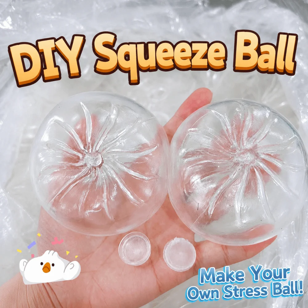 2Pcs TPR TPR Empty Ball Shell Bun Shaped Design Stretch Elastic Squishy Fidget Toy Hollow Empty Inner Crystal Transparent