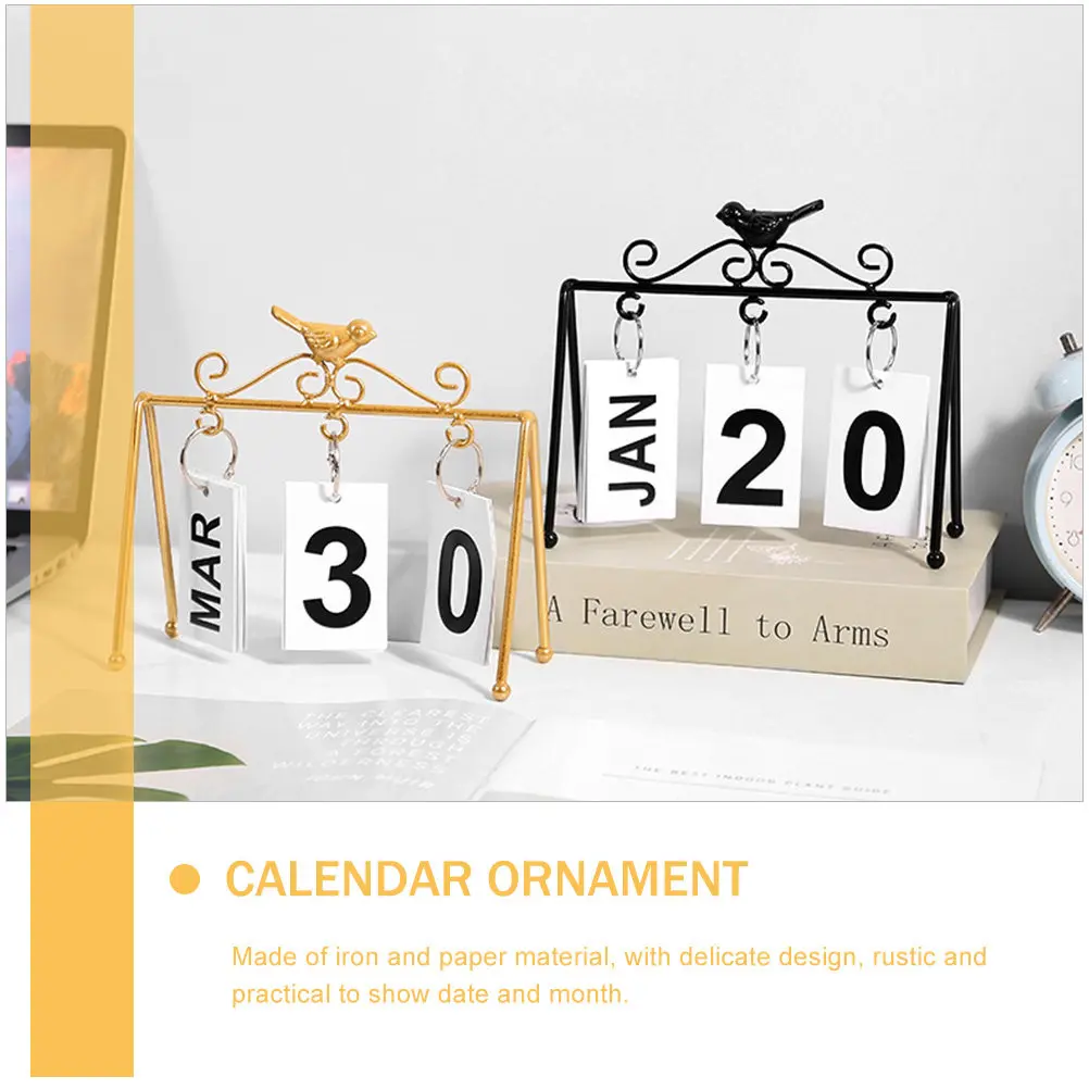 

Creative Iron Frame Calendar Desktop Ornament Perpetual Flip Calendar Home Office Decoration Household Crafts Home Decor