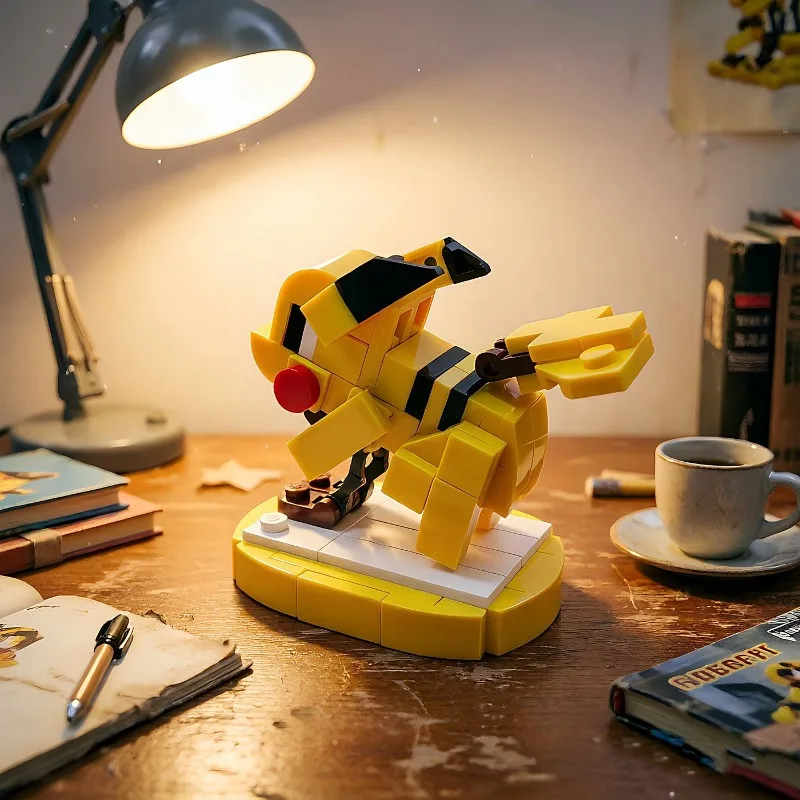 Mini Particle Pokemon Pikachu MOC Building Blocks DIY Hand-Assemble Cartoon Figurine Table Ornament Present for Kids Teenagers