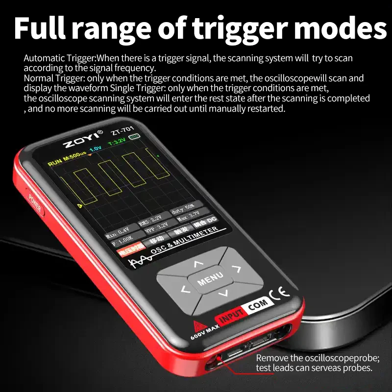 ZOYI ZT-701 2 IN 1 Multimeter Osiloskop Digital 48Msps 5MHz Multimeter Portabel Alat Uji Listrik Multifungsi