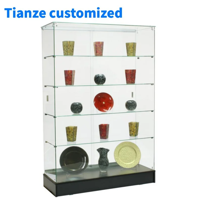 (customized)Retail Fixtures Frameless Lockable Glass Cabinet FullDisplay Frameless Glass Showcase Cabinet Sale