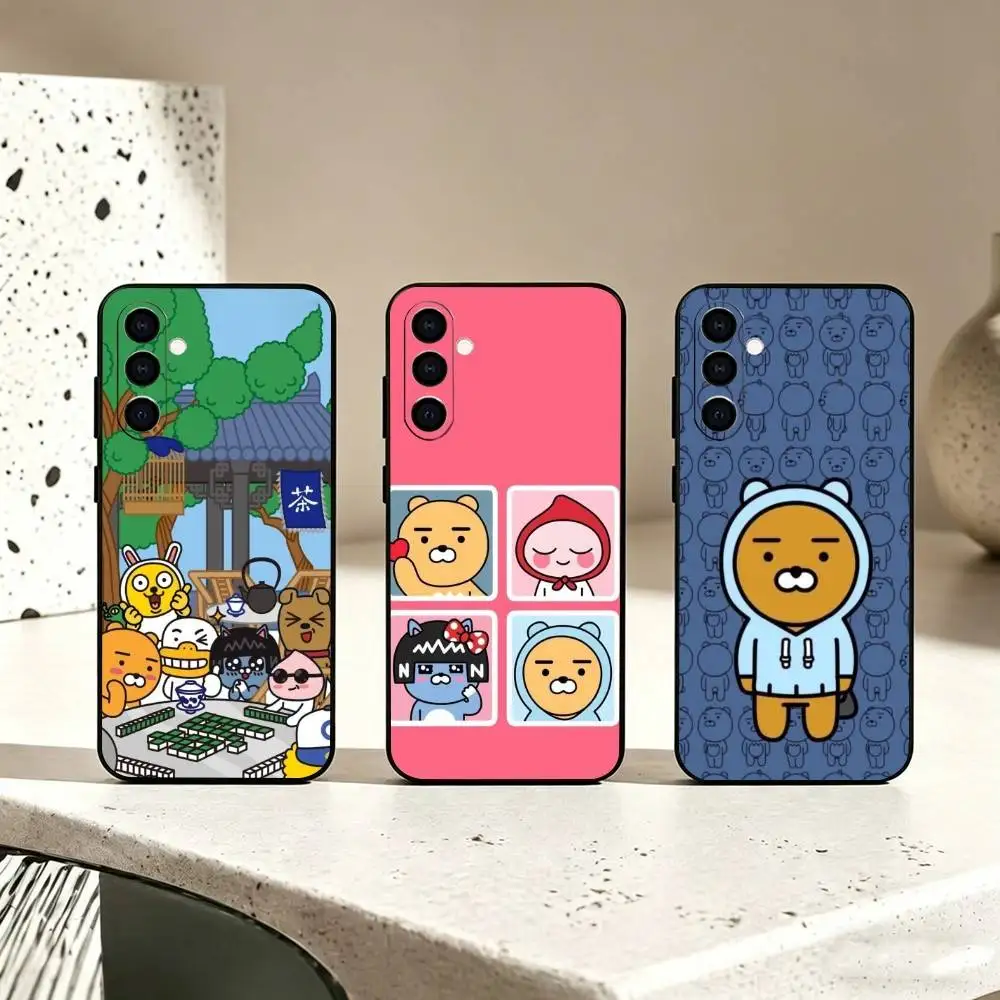 Cute Cartoon K-Kakao Friends Phone Case Black Silicone Soft For Samsung Galaxy A73,A72,A71,A70,A53,A52,A51