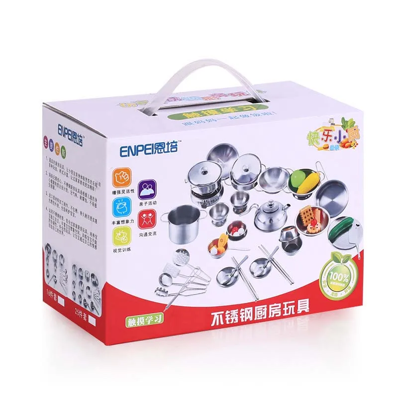 Set De 41 Ustensiles De Cuisine En Acier Inoxydable Pour Enfant – Jouet De Chef Avec Boîte De Rangement – Dès 3 Ans