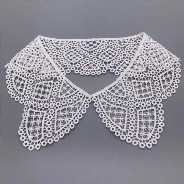 White Neckline Lace Collar Craft Sewing Fabric Venise Motif