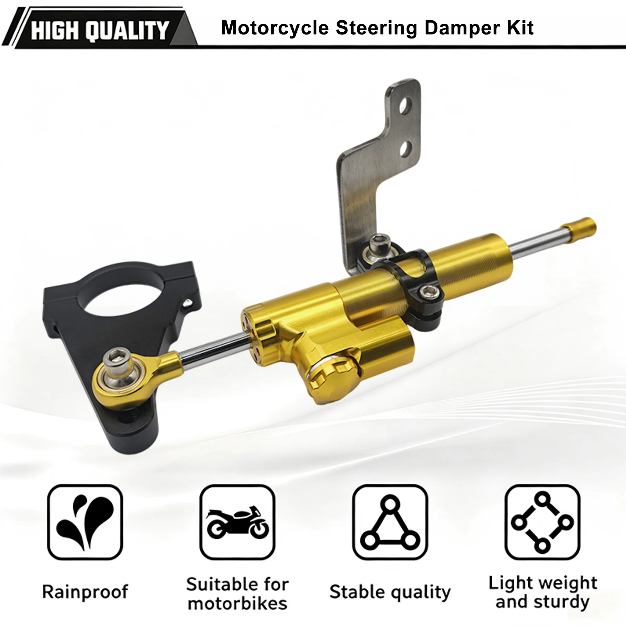 Motorcycle Steering Damper Stabilizer with Bracket Support view 2