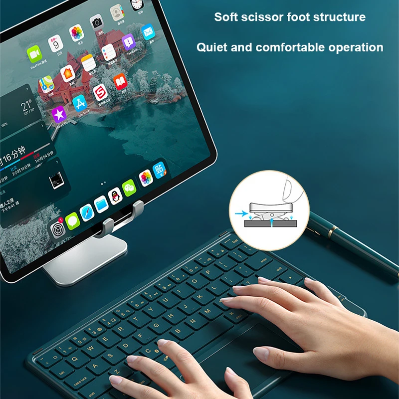 Teclado sem fio Bluetooth Touch, Tablet, Android, IOS, Windows, PC, Gamer, iPad, Mouse, Ar para Xiaomi