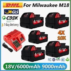 6000mAH/9000mAH per Milwaukee M18 18V sostituzione per Milwaukee M18B5 XC batteria agli ioni di litio 48-11-1815 48-11-1850 2604-22 2604-20