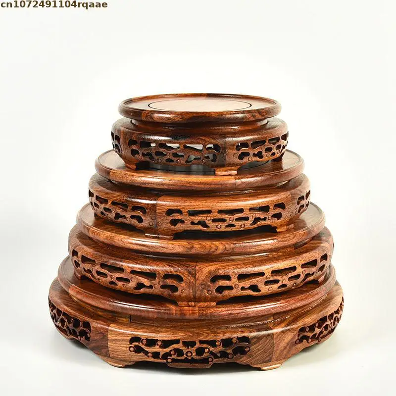 12-33cm Runder Massivholz-Präsentationsständer für Vasen, Bonsai, Pflanzen, Kristalle, Figuren, Heimdekoration, Teesets, Sockel – Detail 3