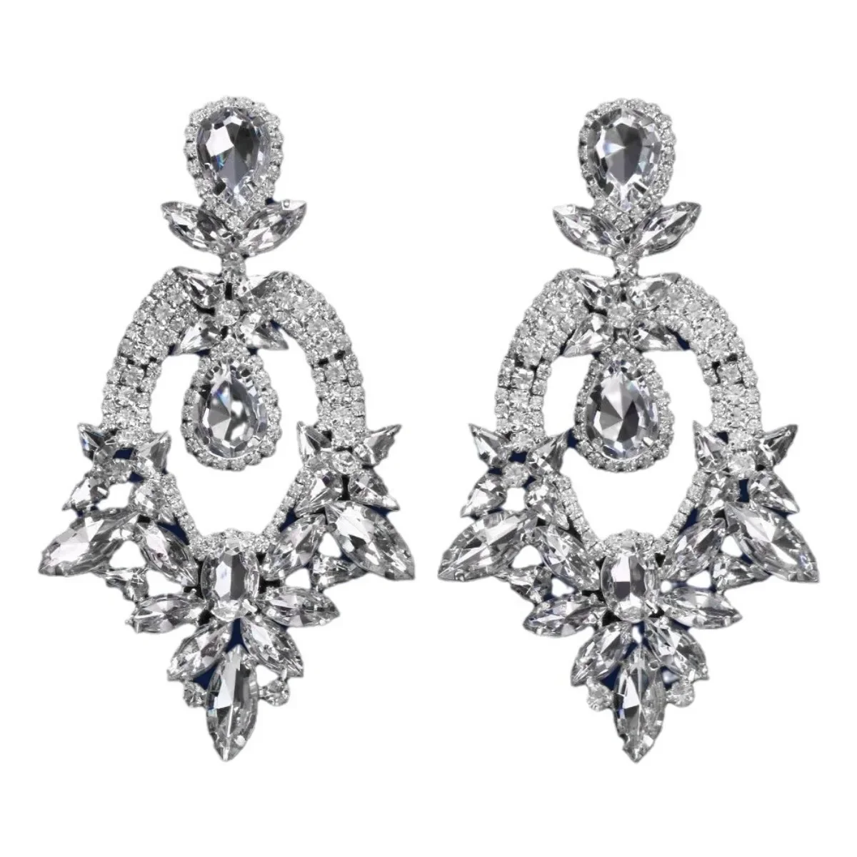 Orecchini di cristallo di lusso Regalo di nozze per la sposa Gioielli di dichiarazione completamente bling per abiti formali da sposa