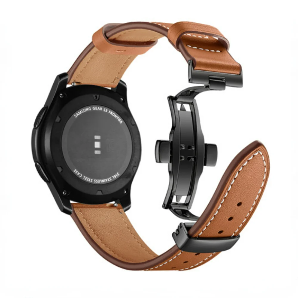 22mm 20mm Leather Strap For Samsung Galaxy Watch 3/4/5/Pro/Active 2/Gear S3 Huawei Watch 3 GT 2 Pro Bracelet for Amazfit GTR/GTS