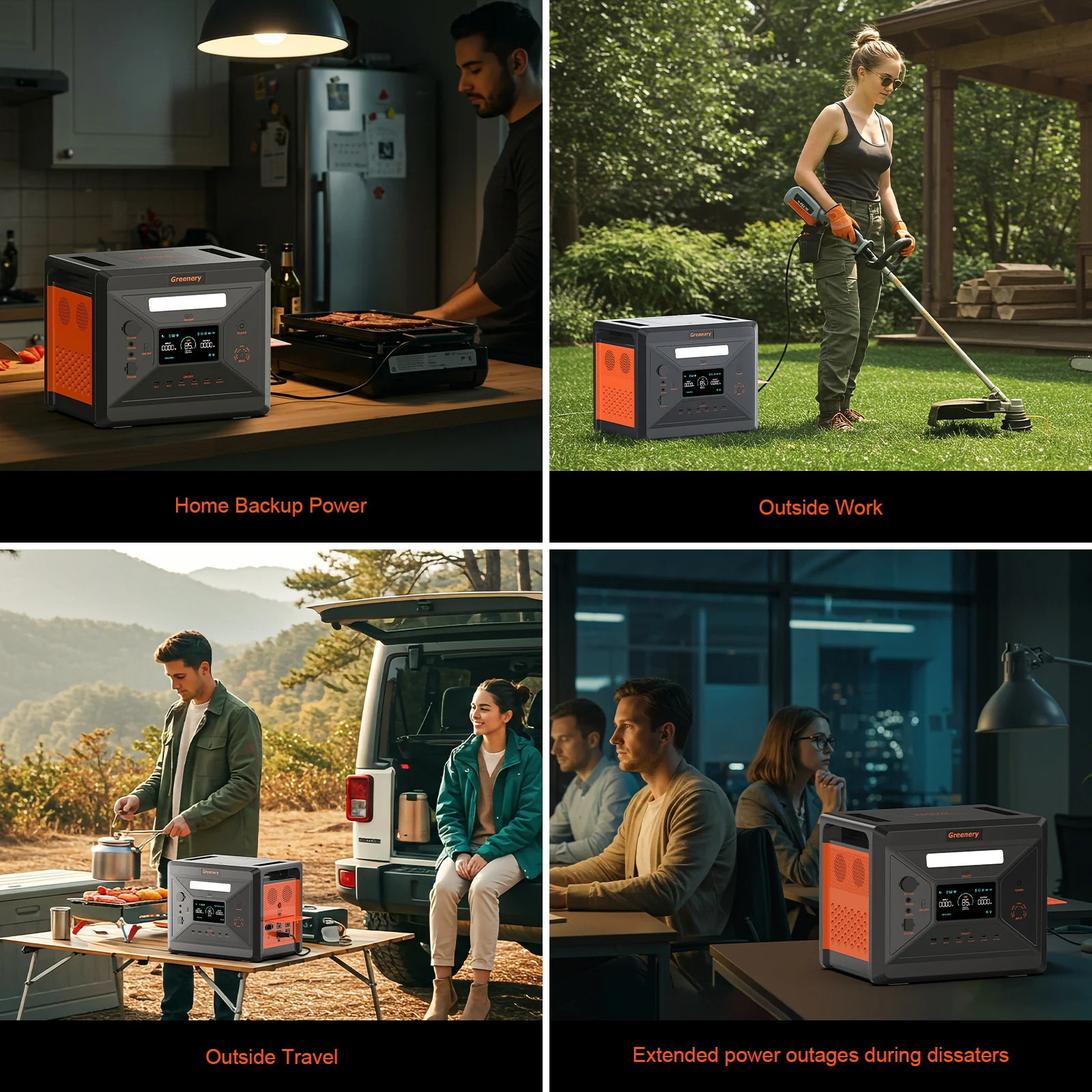 محطة طاقة محمولة G2500 من Greenery بطارية LiFePO4 بقدرة 2304 وات مع ذروة 2500 وات (4800 وات) ومخرج تيار متردد ومولد طاقة شمسية للطوارئ المنزلية #2