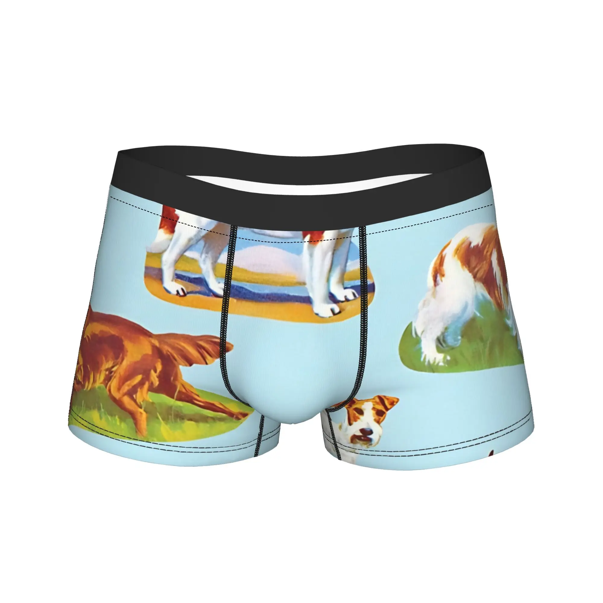 

Retro Vintage Art Cute Dogs Underwear Men's Shorts Briefs Comfortable Trunk Hot Sale Design Plus Size Underpants