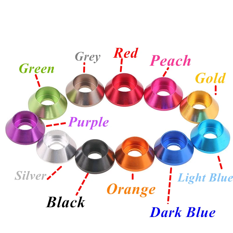 1/2/5/10PCS M2 M2.5 M3 M4 M5 M6 M8 Anodized Color Aluminum Hexagonal Socket Washers Cup Washers