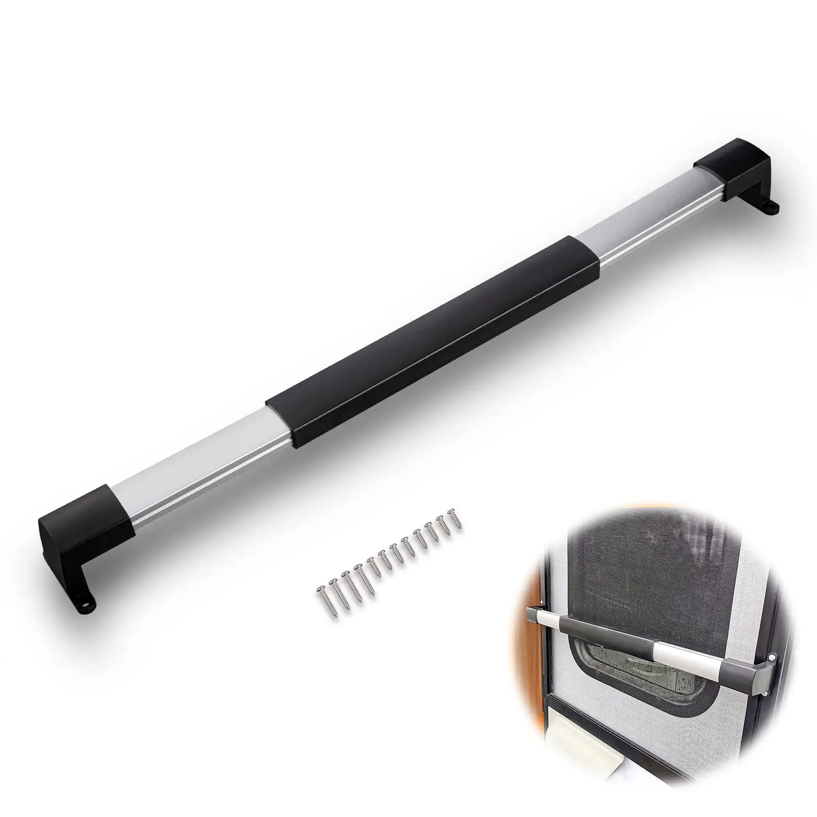 RV Screen Door Handle Grab Bar Adjustable From 21-5/8 Inch To 28-5/8 Inch With Sturdy And Secure Non-Slip Grip