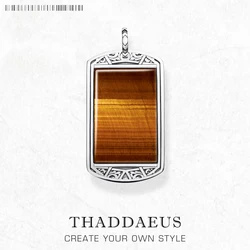 Pendant Dog Tag Tiger‘s Eye Brand New Jewelry Europe 925 Sterling Silver Trendy Gift For Women Men