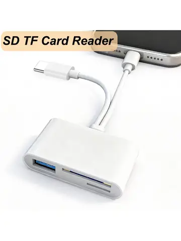 5-in-1 USB 3.0 Type-C SD TF CF Card Reader for iPhone 14 15 16 iPad MacBook Android Huawei Laptop OTG Adapter No APP Requires