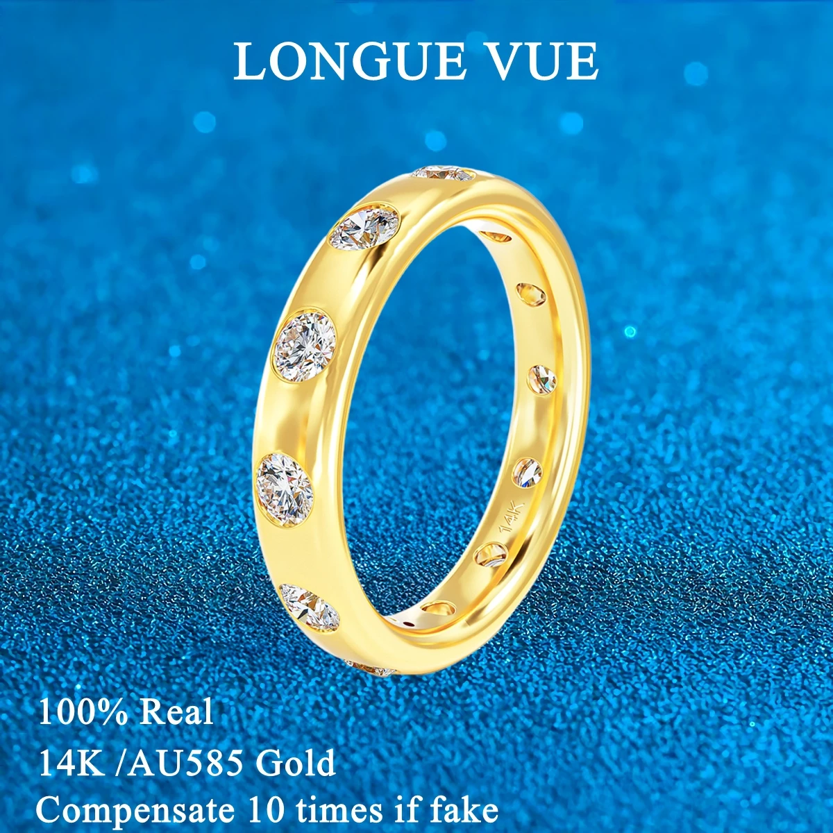 

14k Gold Moissanite Wedding Ring 2.5mm Stone Stackable Simple Fashion Single Rings for Women Fine Jewelry Anniversary Gift