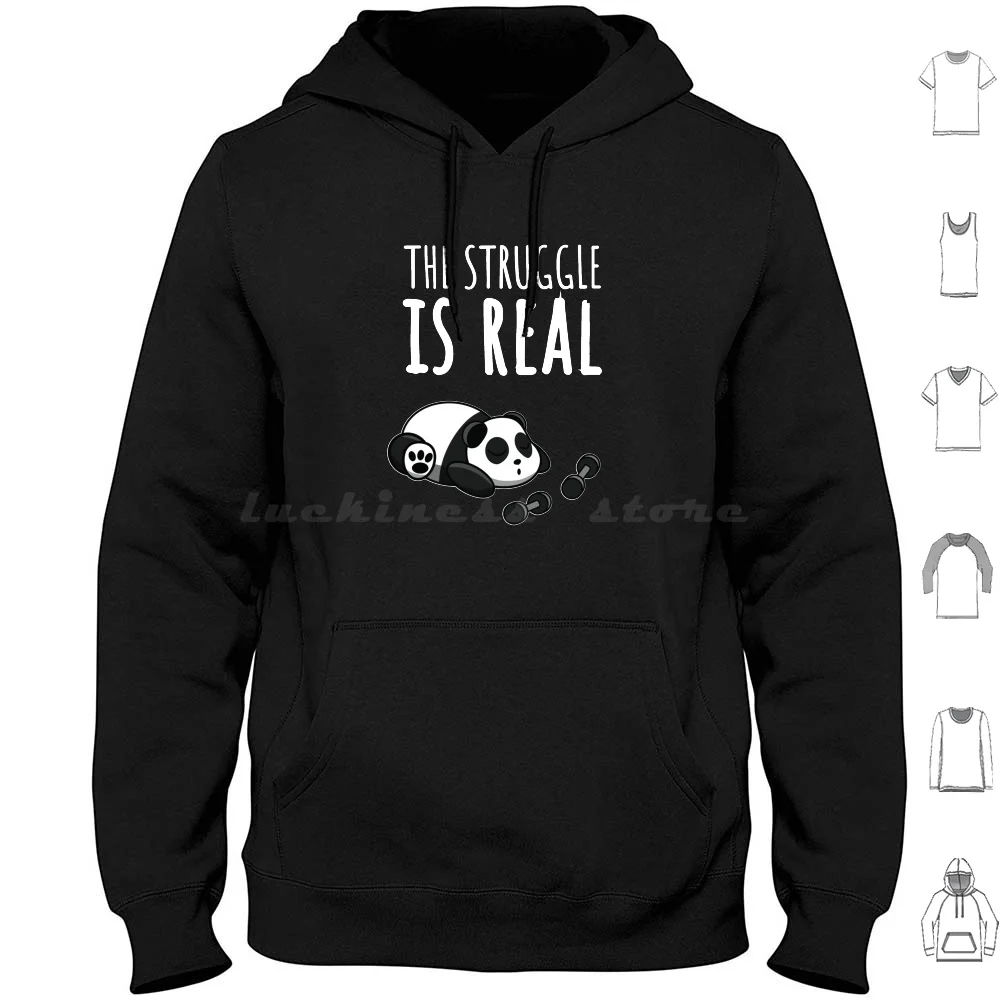 A luta é real moletom com capuz de algodão manga comprida luta real engraçado panda treino